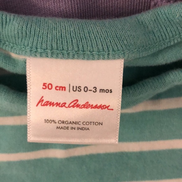 Hanna Andersson Baby Girl Cotton Soft Overalls & Knit Teal Shirt Size 60 0-3M - Picture 2 of 10